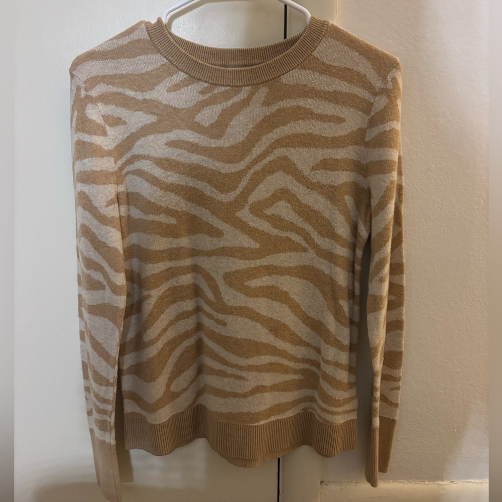 Tan and Cream Zebra Print Sweater